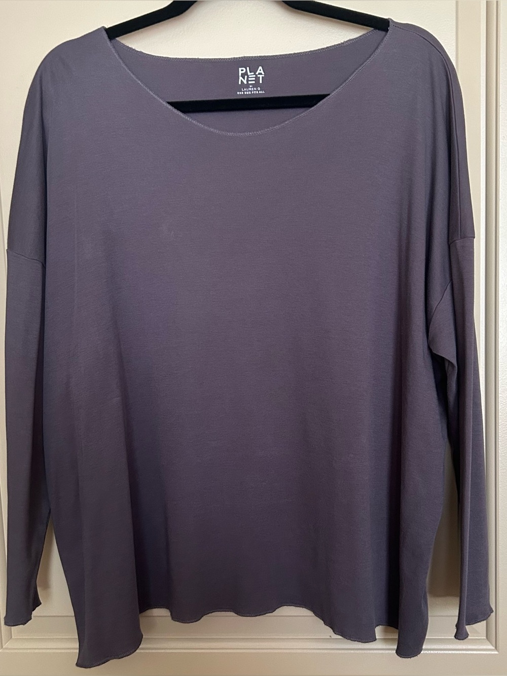 Planet Long Sleeve Scoop Neck Top - Dusty Purple OSFM